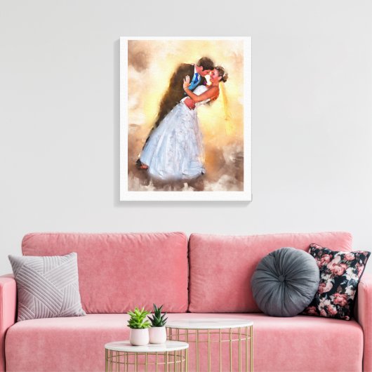 Aangepaste bruiloft portret, gepersonaliseerde ges canvas afdruk (Insitu (Woonkamer))