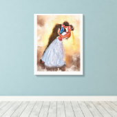 Aangepaste bruiloft portret, gepersonaliseerde ges canvas afdruk (Insitu (Houten vloer))