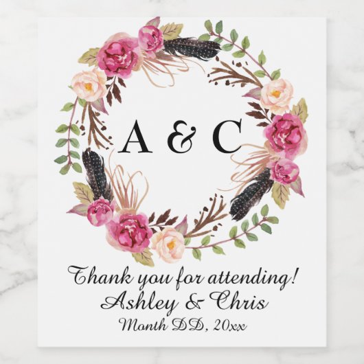 Aangepaste bruiloft receptie cadeau van paar wijn etiket (Enkel label)