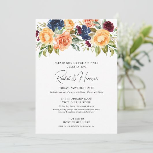 Aangepaste bruiloft repetitie diner uitnodiging (Staand voorkant)