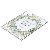 Aangepaste bruiloft retraite Dusty Blue Wildflower Notitieboek (Linkerzijde)