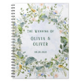 Aangepaste bruiloft retraite Dusty Blue Wildflower Notitieboek (Voorkant)