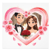 Aangepaste bruiloft - Romantische Waterverf Hart Foto Afdruk (Voorkant)