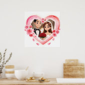 Aangepaste bruiloft - Romantische Waterverf Hart Poster (Keuken)