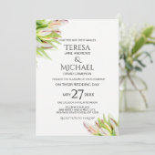 Aangepaste bruiloft, roze en groene tulp schilderi kaart (Staand voorkant)