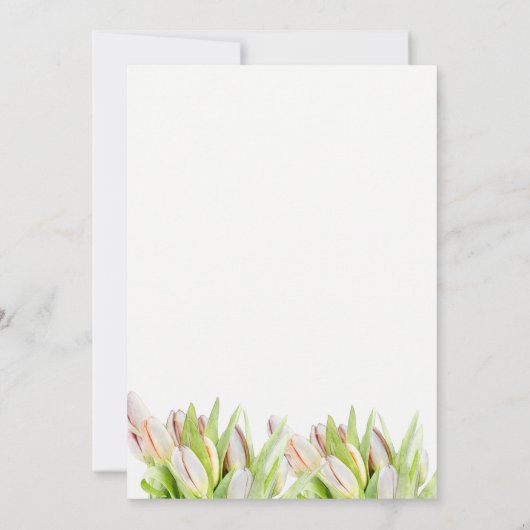 Aangepaste bruiloft, roze en groene tulp schilderi kaart (Achterkant)