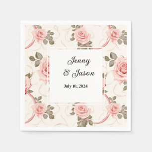 Aangepaste bruiloft Rozen papier servetten
