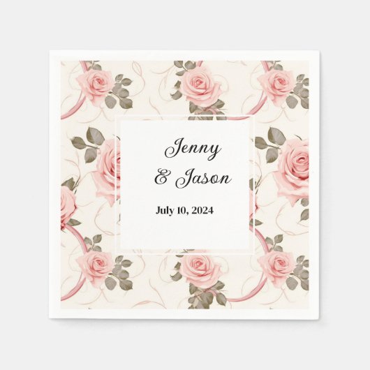 Aangepaste bruiloft Rozen papier servetten (Voorkant)