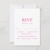Aangepaste bruiloft RSVP-kaarten Levendig Roze RSVP Kaartje (Voorkant)