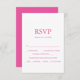 Aangepaste bruiloft RSVP-kaarten Levendig Roze RSVP Kaartje