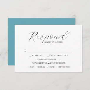 Aangepaste bruiloft RSVP-kaarten turquoise blauw RSVP Kaartje