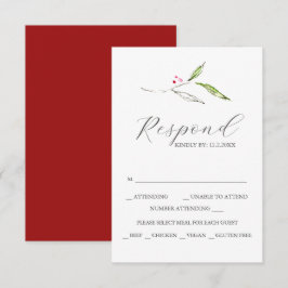 Aangepaste bruiloft RSVP kaarten Winter Botanicals Kaartje