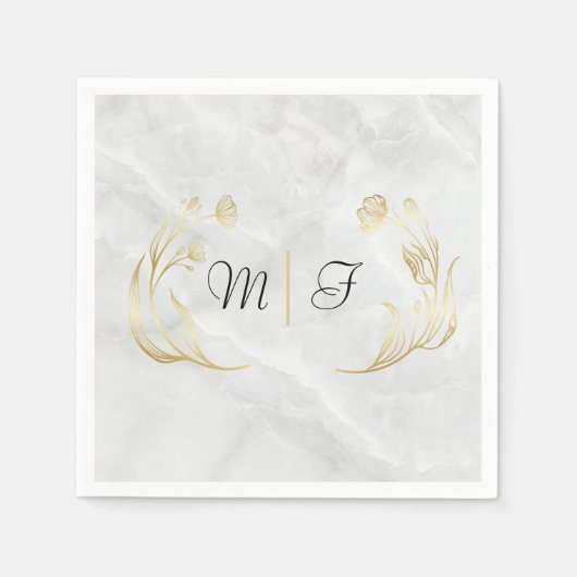 Aangepaste bruiloft servet | Pas getrouwd Initiale (Voorkant)