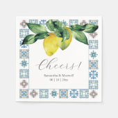 Aangepaste bruiloft servetten Amalfi Tegel en citr (Voorkant)