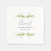 Aangepaste bruiloft servetten Eenvoudige groene bl (Voorkant)