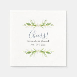 Aangepaste bruiloft servetten Eenvoudige groene bl
