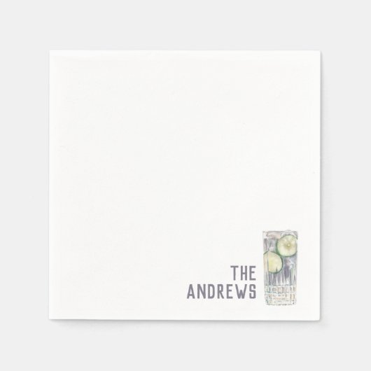 Aangepaste bruiloft servetten gin & tonic cocktail (Voorkant)