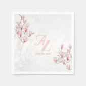 Aangepaste bruiloft servetten met aquarel Magnolia (Voorkant)
