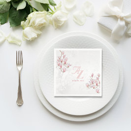 Aangepaste bruiloft servetten met aquarel Magnolia