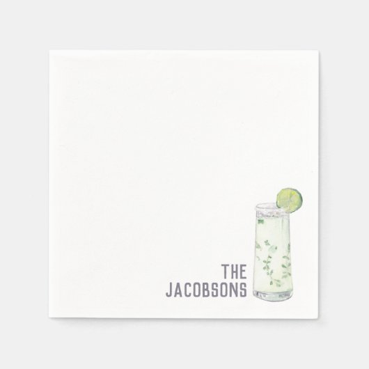 Aangepaste bruiloft servetten mojito cocktail uur (Voorkant)