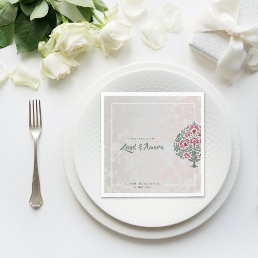 Aangepaste bruiloft servetten - Mughal Floral Moti