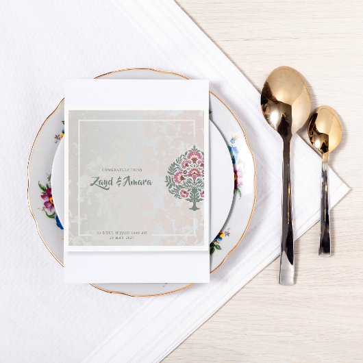 Aangepaste bruiloft servetten - Mughal Floral Moti