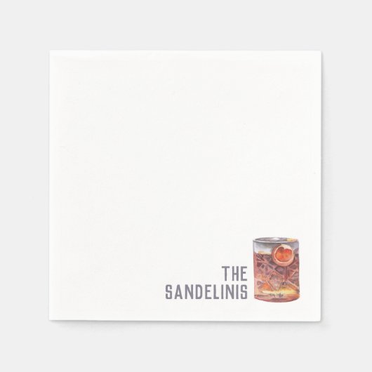 Aangepaste bruiloft servetten negroni cocktail uur (Voorkant)
