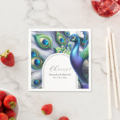 Aangepaste bruiloft servetten pauw en veren (Insitu)