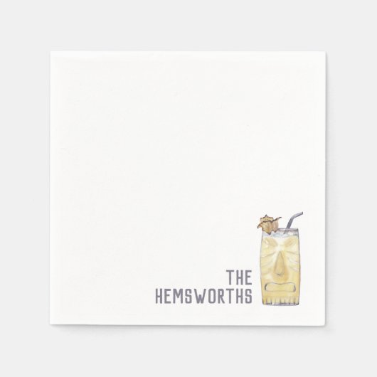 Aangepaste bruiloft servetten Piña Colada Cocktail (Voorkant)