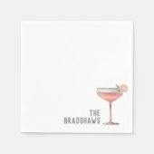 Aangepaste bruiloft servetten roze cocktail uur (Voorkant)