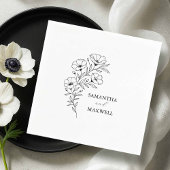 Aangepaste bruiloft servetten zwart en wit Bloemen