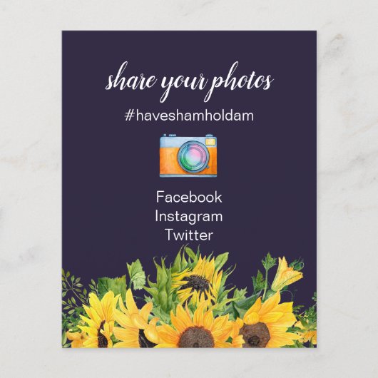 Aangepaste bruiloft-signalen Blauwe Zonnebloemen (Voorkant)