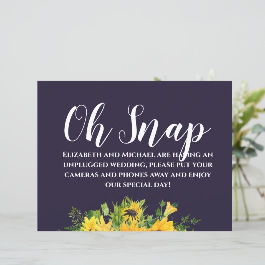 Aangepaste bruiloft-signalen Blauwe Zonnebloemen (Staand voorkant)