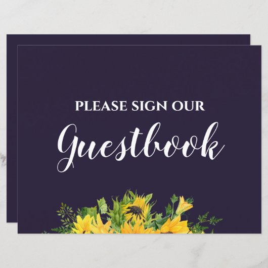 Aangepaste bruiloft-signalen Blauwe Zonnebloemen (Voorkant / Achterkant)