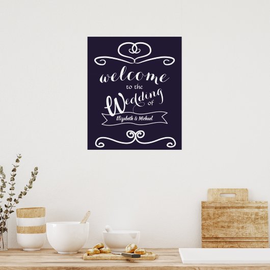 Aangepaste bruiloft-signalen Blauwe Zonnebloemen Poster (Keuken)