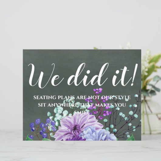 Aangepaste bruiloft Signs Chalkboard Paarse Mint F (Staand voorkant)