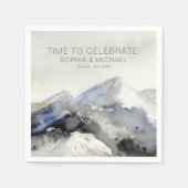 Aangepaste bruiloft Sjabloon Waterverf Bergen Servet (Voorkant)
