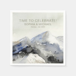 Aangepaste bruiloft Sjabloon Waterverf Bergen Servet