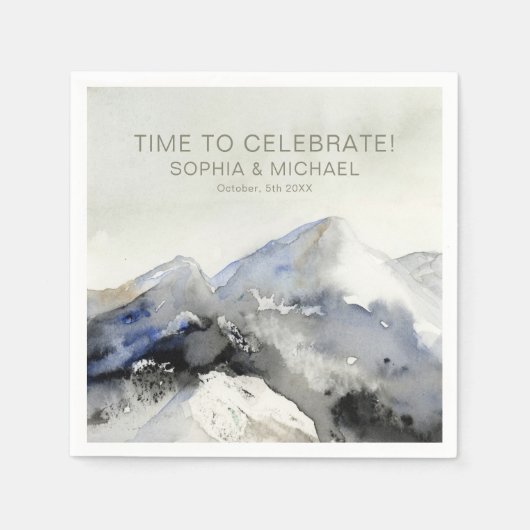 Aangepaste bruiloft Sjabloon Waterverf Bergen Servet (Voorkant)