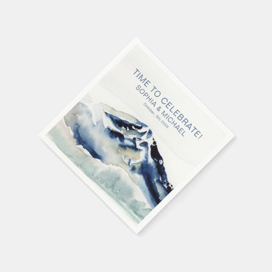 Aangepaste bruiloft Sjabloon Waterverf Bergen Servet (Hoek)