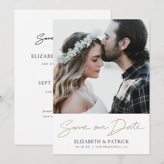 Aangepaste bruiloft Sparen de Datum Sjabloon met F (Voorkant / Achterkant)