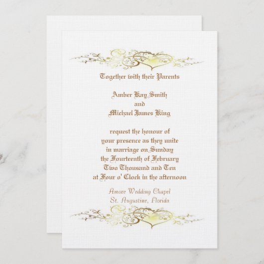 Aangepaste bruiloft-uitnodiging hardt twee zijafdr kaart (Voorkant / Achterkant)