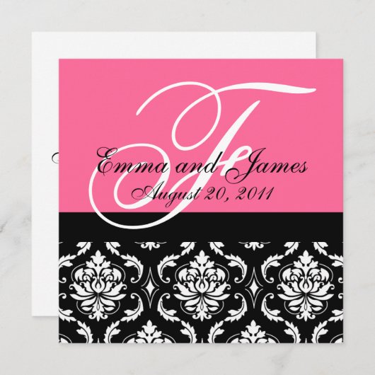 Aangepaste bruiloft Uitnodigingsmonogram Names Dam Kaart (Voorkant / Achterkant)