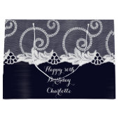 Aangepaste bruiloft verjaardag grafiet wit kant ma large cadeautasje (Voorkant)