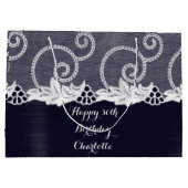 Aangepaste bruiloft verjaardag grafiet wit kant ma large cadeautasje (Achterkant)