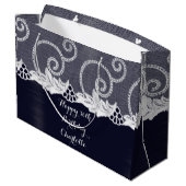 Aangepaste bruiloft verjaardag grafiet wit kant ma large cadeautasje (Achterkant Gekanteld)