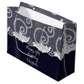 Aangepaste bruiloft verjaardag grafiet wit kant ma large cadeautasje (Voorkant Gekanteld)