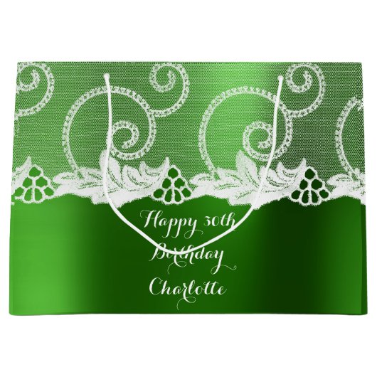 Aangepaste bruiloft verjaardag smaragd groen wit k large cadeautasje (Voorkant)