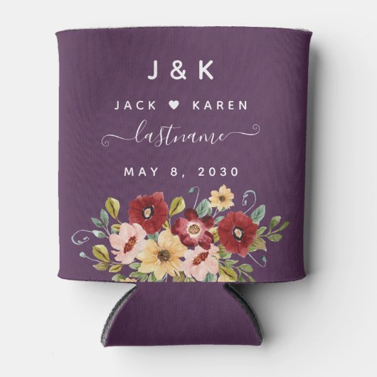 Aangepaste bruiloft voor en achter Floral Blikjeskoeler (Voorkant)