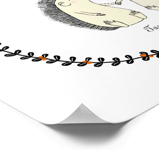 Aangepaste bruiloft voor paarse cute hedgel afdruk poster (Hoek)